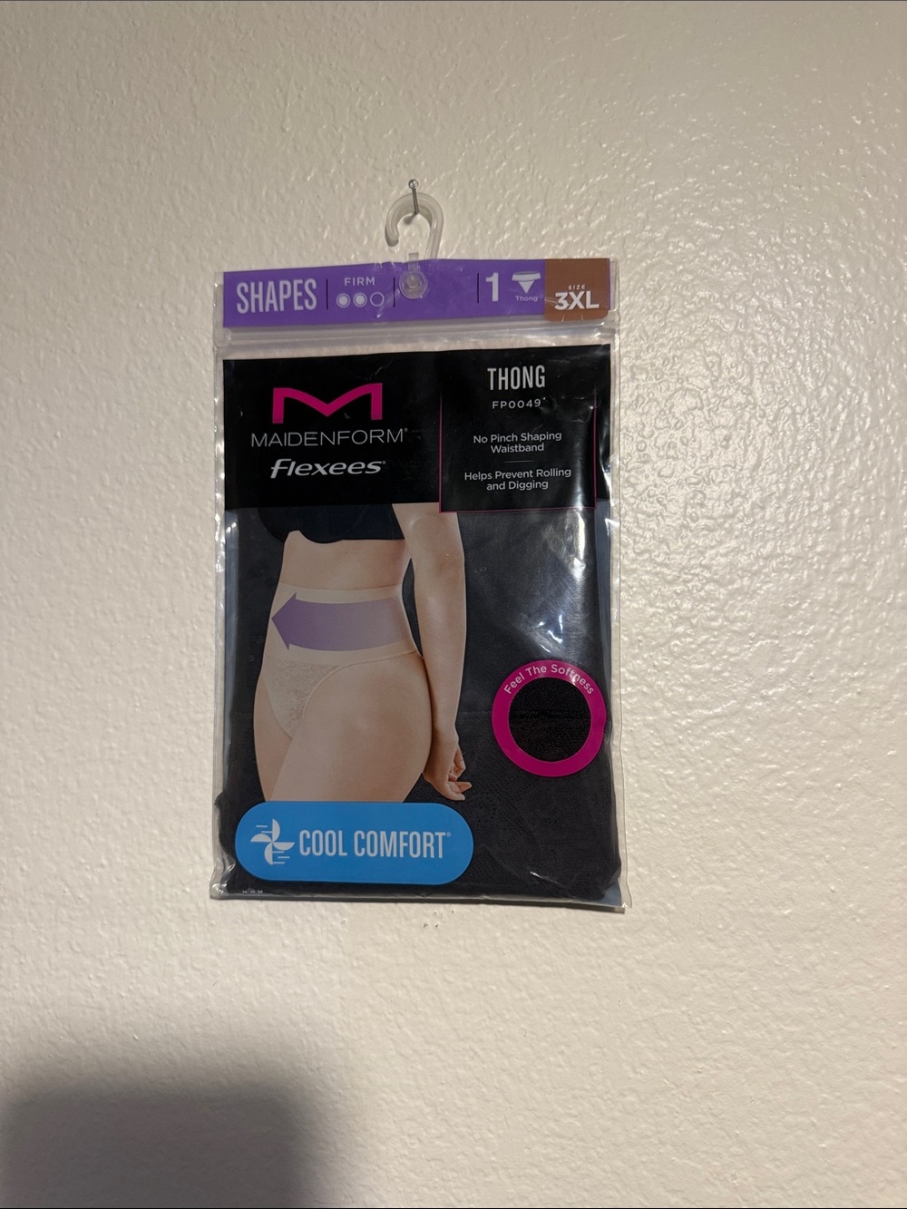 Maidenform Flexees Black Thong - Cool Comfort